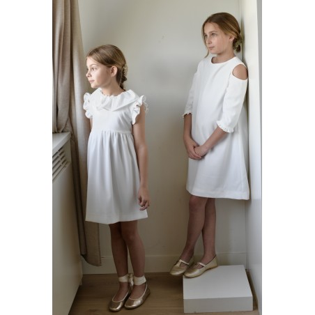 Vestido adolescente crep blanco