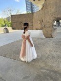 copy of 13. Robe de communion Beige manches cloche tulle plumetti (avec dentelle tulle plumetti)