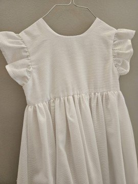 copy of 13. Robe de communion Beige manches cloche tulle plumetti (avec dentelle tulle plumetti)
