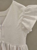 copy of 13. Robe de communion Beige manches cloche tulle plumetti (avec dentelle tulle plumetti)